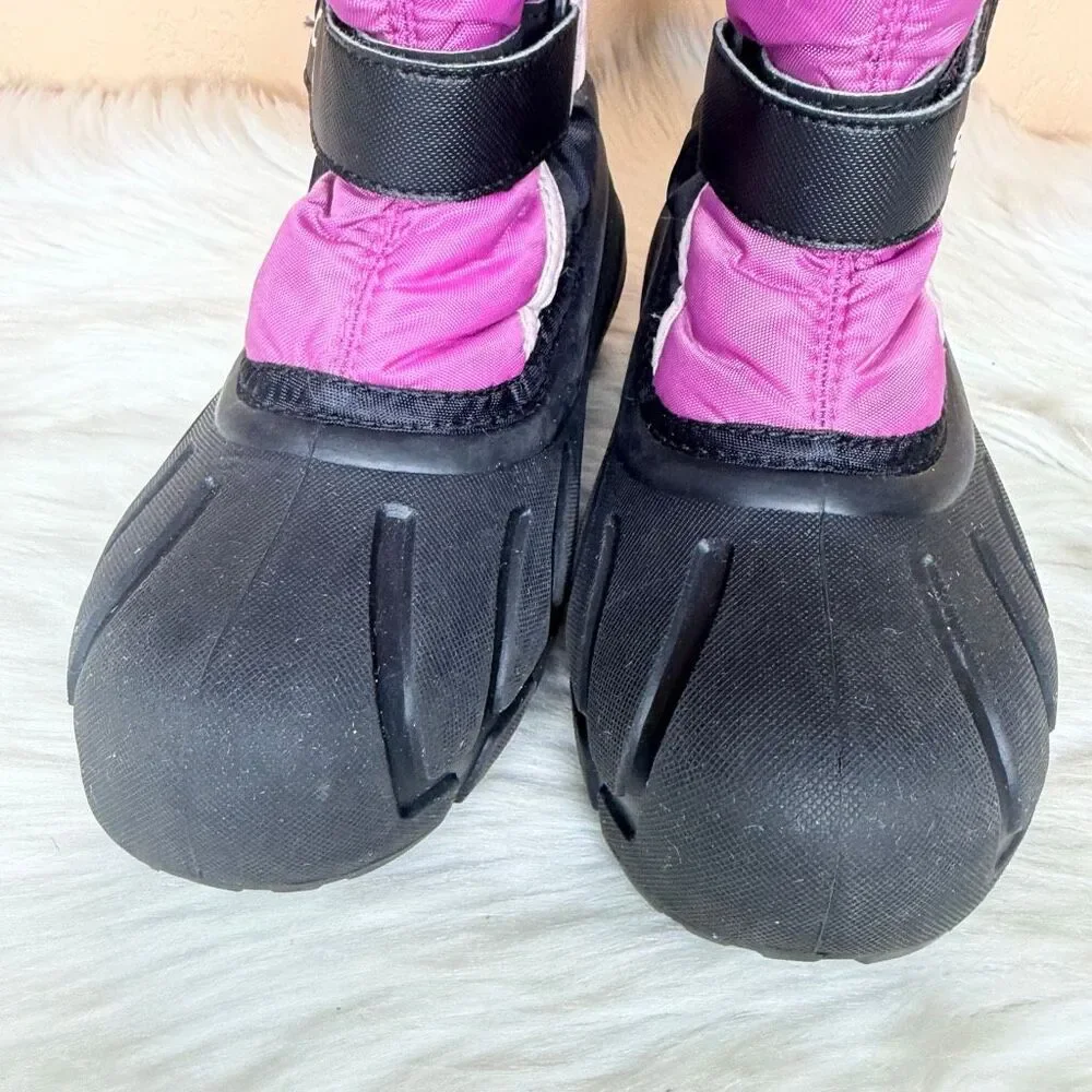 Sorel Flurry Pink Black Winter Lined Snow Boots Size 2